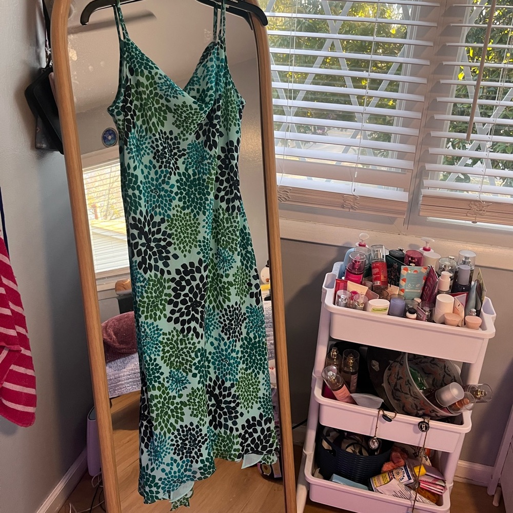 Express vintage Teal and Navy Patterned Dress